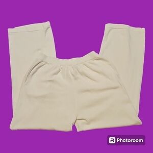 BELFORD Off White Elastic Waist High Rise Wide Leg Lounge Pants